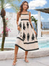 'Valora' Printed Wide Strap Midi Dress - Celes Fashion